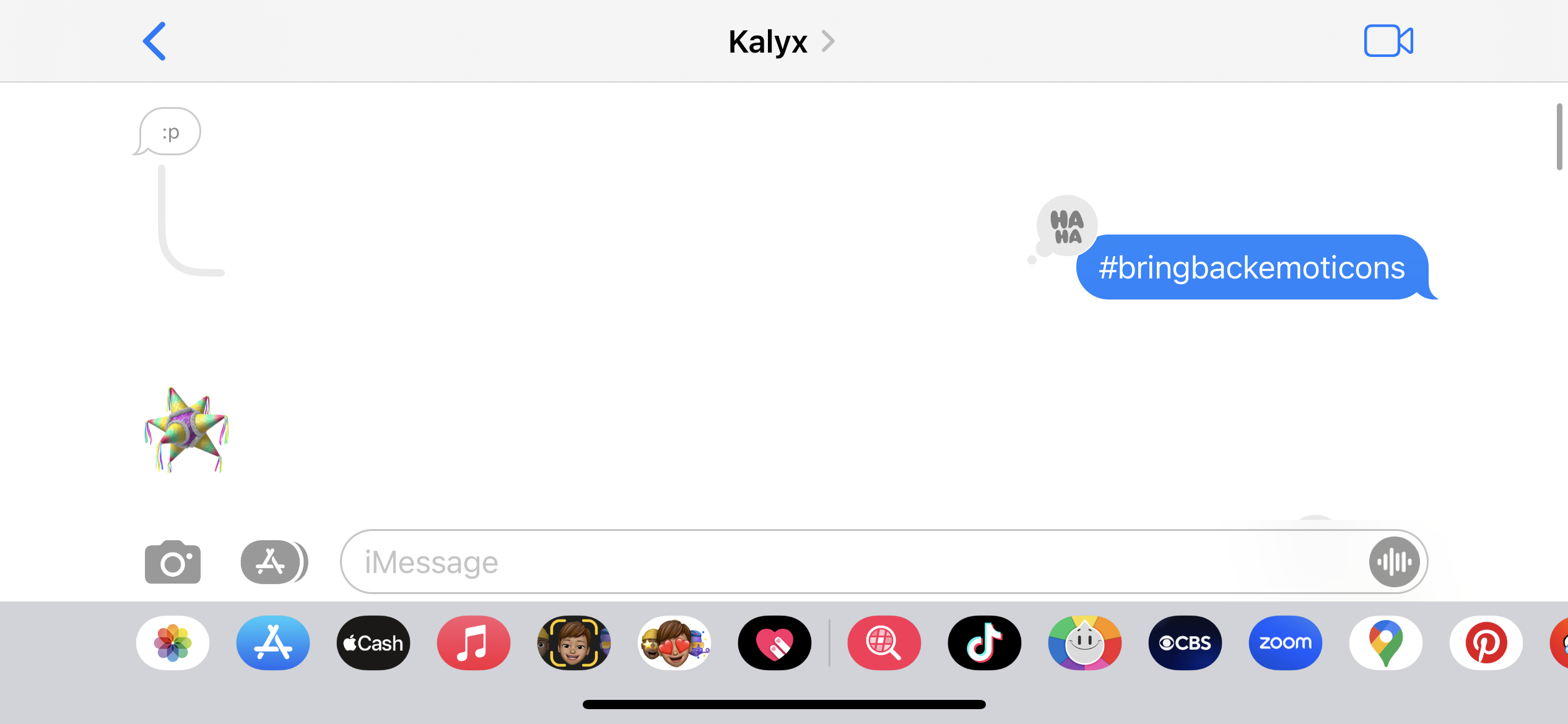A text exchange that uses both emoticons and emojis.